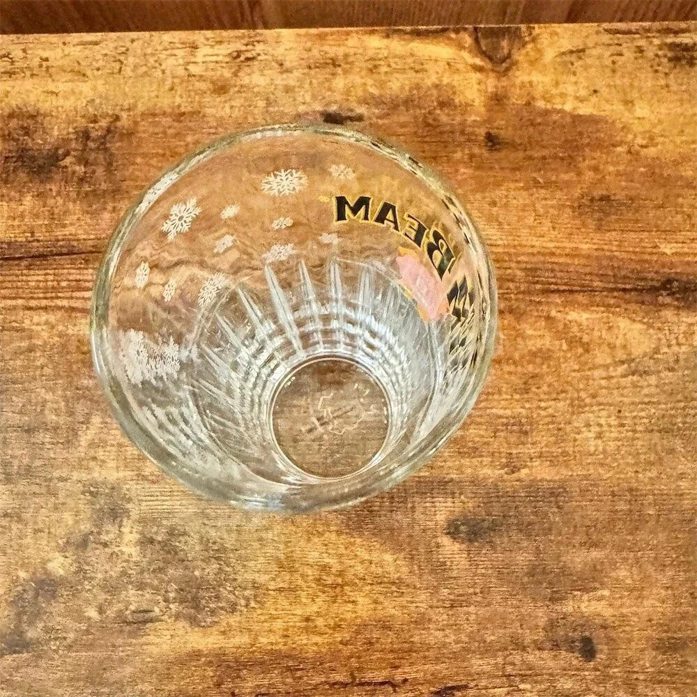 Jim Beam Holiday Snowflake Ribbed Highball Glass Tall Bar Tumbler